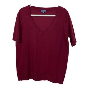 ModCloth Size 1X Burgundy Short Sleeve Scoop Neck Sweater Shirt